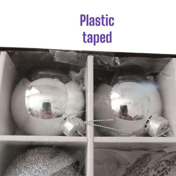 14 Martha Stewart Silver Glass Ornament Set Christmas Beaded Glittery Bedford. - Picture 4 of 16